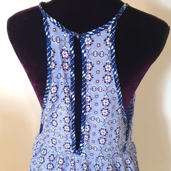 Tigerlily Size 8 Racerback Blue Floral Boho Dress - Picture 5 of 9
